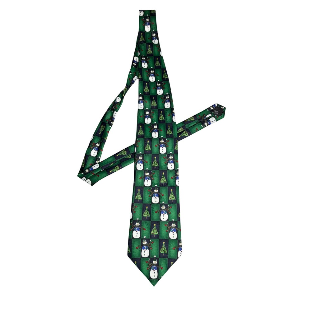 Vintage Hallmark Yule Tie Greetings Christmas Tie Snowman Holiday Made in Korea